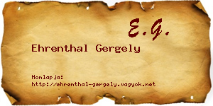 Ehrenthal Gergely névjegykártya